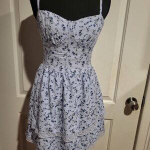 Hollister White and Blue Floral Mini Dress